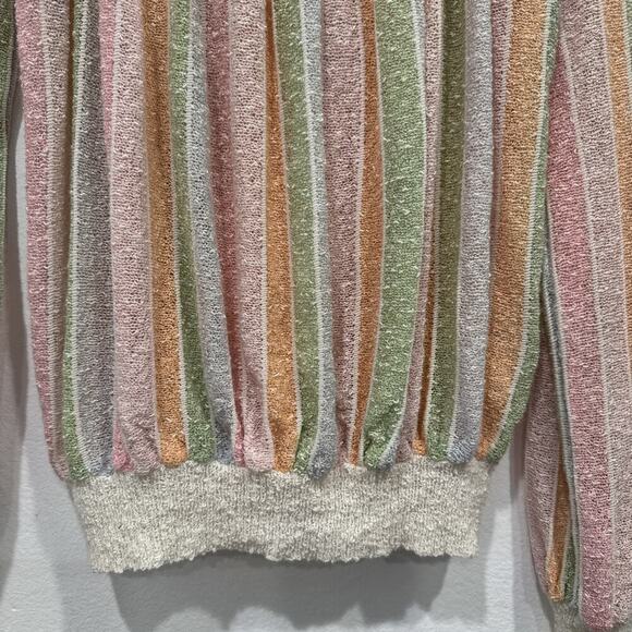 Vintage Rochelle California Rainbow Pastel Striped Sweater Boho Textured Knit - Picture 4 of 9